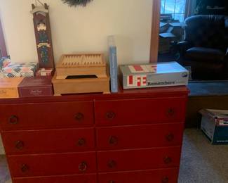 Red Lacquer chest dresser.