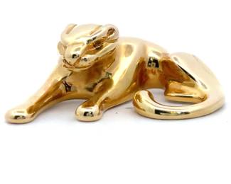 Estate Brightly Polished Dimensional Leopard Slide (Pendant) in 14k Yellow Gold