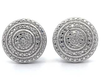Natural Diamond Button Medallion Earrings