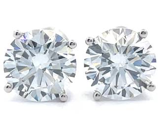 NEW! 3.10 Carat Diamond Round Solitaire Screw Back Stud Earrings in 14k White Gold