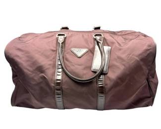 Prada Maroon Nylon Travel Duffel Bag with Burgundy Leather Trim