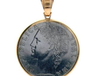 MILOR Genuine Coin 14k Yellow Gold Estate Pendant