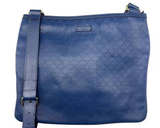 Gucci Blue GG Canvas Leather Trim Crossbody Shoulder Bag
