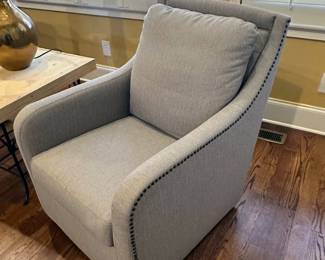 Tommy Hilfiger Gray Swivel Chair with nailheads. There are four of these!