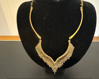 Vintage Brass Feather or Wing Collar Necklace