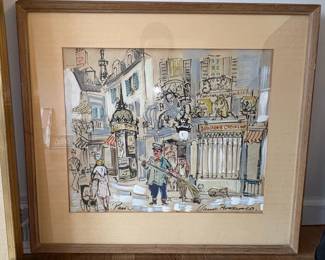 Paris Street Scene Watercolor by Claude Rodewald