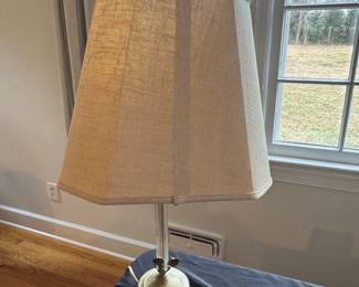 Table Lamp with Brass Finish base and Fabric Shade 