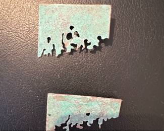 Patinated Copper Fragments with Scalloped Edges