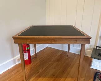 Vintage LegOMatic Maple and Vinyl Folding Card Table second image