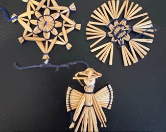 Handmade Straw Ornaments Angel and Stars