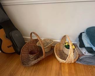 Vintage Woven Wicker Harvest or Gathering Baskets