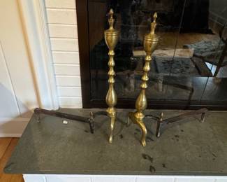 Antique Brass Federal Style Andirons