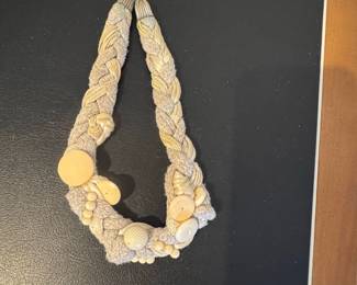 Vintage Braided Fabric and Shell Necklace