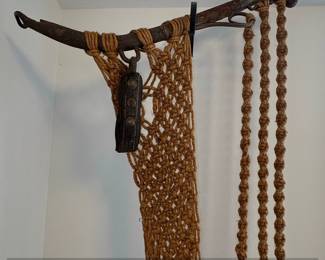 Vintage Macrame Plant Hanger with Pulley System second image