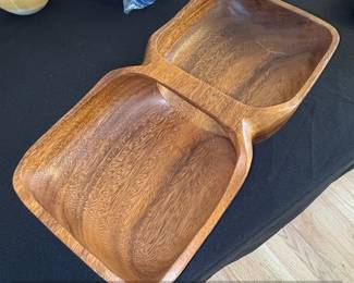 Vintage Monkey Pod Wood Divided Serving Tray