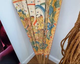 Vintage Balinese HandPainted Folding Fans third image