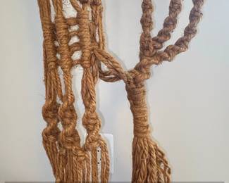 Vintage Macrame Plant Hanger with Pulley System third image