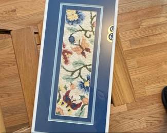 Vintage Needlepoint Bell Pull with Floral and Bird Motif