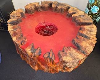 Wood Resin Bowl with Red Resin