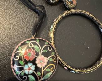Vintage Chinese Cloisonn Enamel Jewelry Set second image