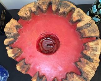 Wood Resin Bowl with Red Resin second image