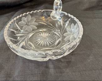 American Brilliant Period Cut Glass Nappy Bowl with Handle