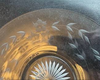 Etched Glass Plate with Floral and Starburst Motif Heisey third image