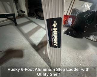 Husky Foot Aluminum Step Ladder with Utility Shelf second image