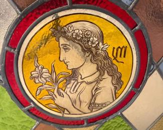 Vintage Stained Glass Window Panel