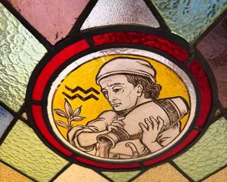 Vintage Stained Glass Window Panel