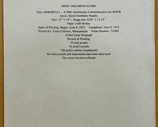 David Chethlahe Paladin (Diné/Navajo) "Kokopelli" a 20th Anniversary Commemorative for KHFM 1975