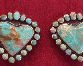Vintage Federico Jimenez sterling silver, turquoise earrings