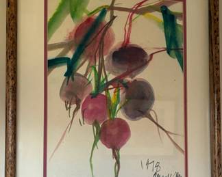 Ou Mie Shu, 1978 watercolor "Radishes"