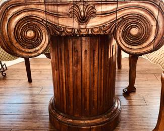 Huge Ionic Capital glass top dining table 