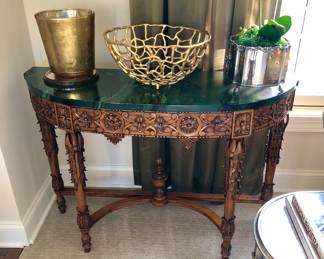 Carved demilune console table