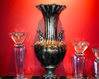 17” .800 silver vase