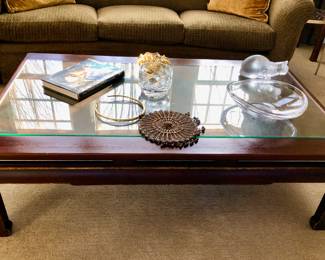 Chinese coffee table with painted scene on top