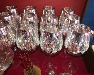 Silvered glass stemware