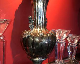 A true beauty for any silver collection a very large .800 silver vase 17”, with figures 