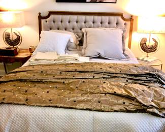 Fine Queen upholstered & tufted bed frame