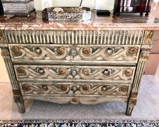 John Widdicomb marble top chest of drawers 