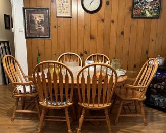 Here is the other view of the table and chairs, plus the clock and pictures.