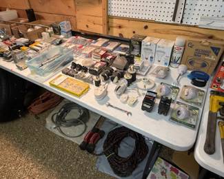 Lighting items, ceramic fixture, old wrenches