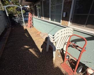 Small hand truck, plastic chairs