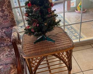 Wicker table, christmas tree