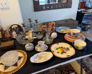 Dishes, rock art, unique wood items