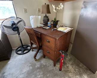 Vintage Wooden Writing Desk with Chair