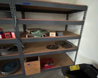 Assorted Automotive Parts and Metal Shelving Unit