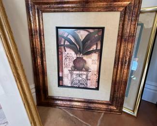 Framed Botanical Print with Ornate Copper or Bronze Frame