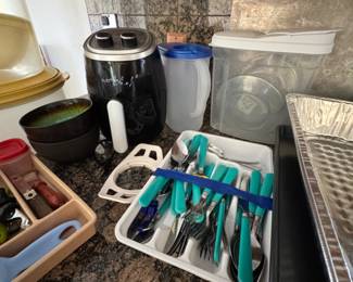 Mainstays Teal Handle Flatware Set